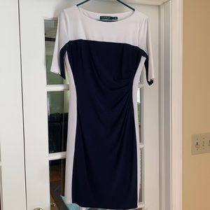 LAUREN by Ralph Lauren Navy & White Dress - Size 8